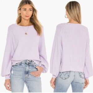Free People Found My Friend Boucle Pullover Dolman Sleeves Sweatshirt Lilac  S